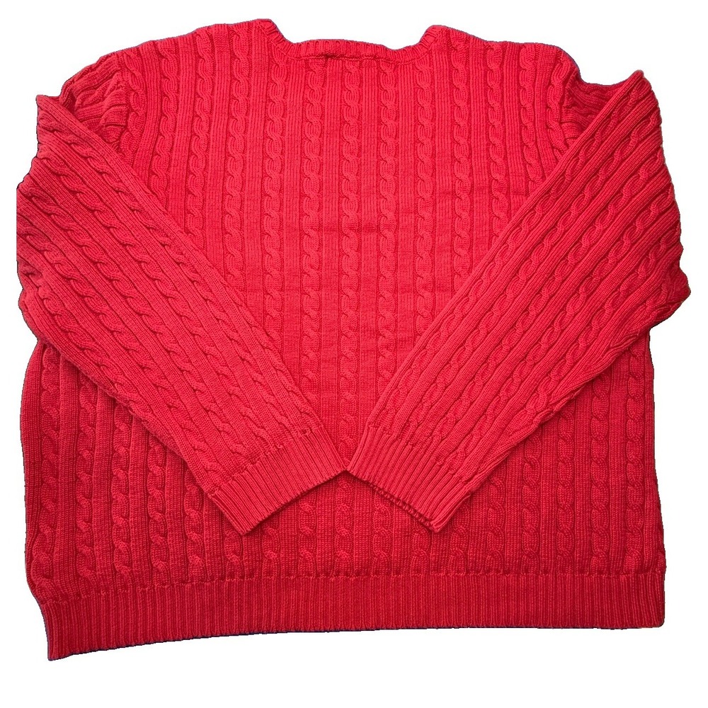 Lauren Ralph Lauren Women's Red Cotton Cable-Knit Crewneck Pullover Sweater 3X - Picture 9 of 11